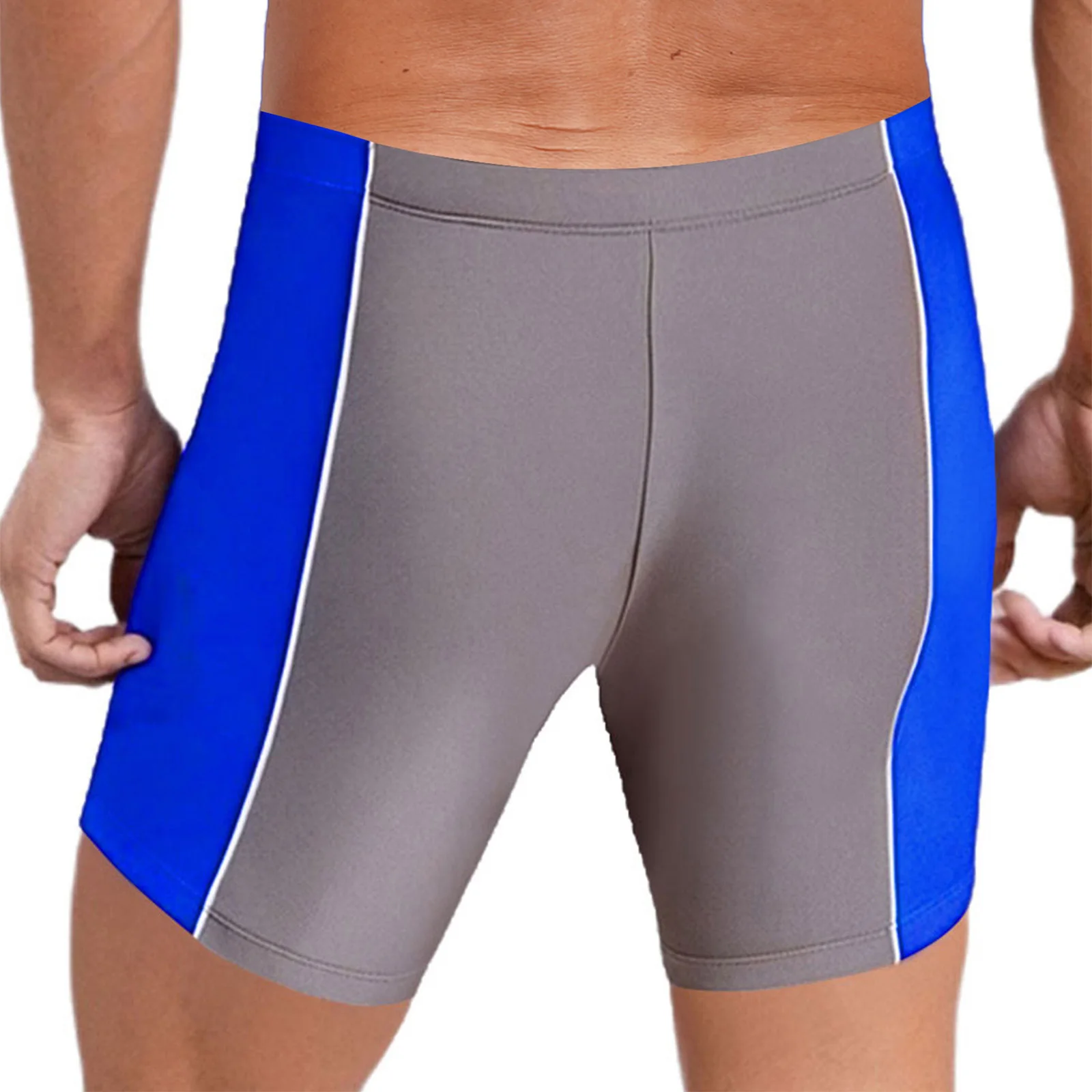 Mens Soft Elastic Waistband Color Block Patchwork Shorts for Cycling Swimming Running Workout Exercise Beach Pool Party Swimwear