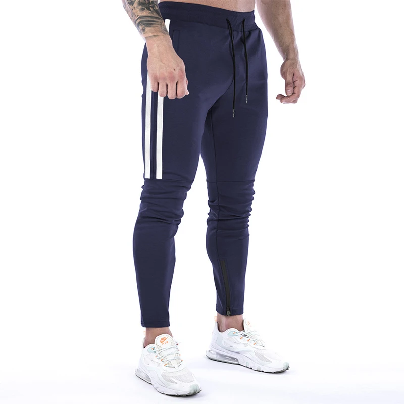 Gym Skinny Jogger Pants Men Running Sweatpants Fitness Bodybuilding Sports Pants Zip pocket Male Cotton Jogging Trousers men