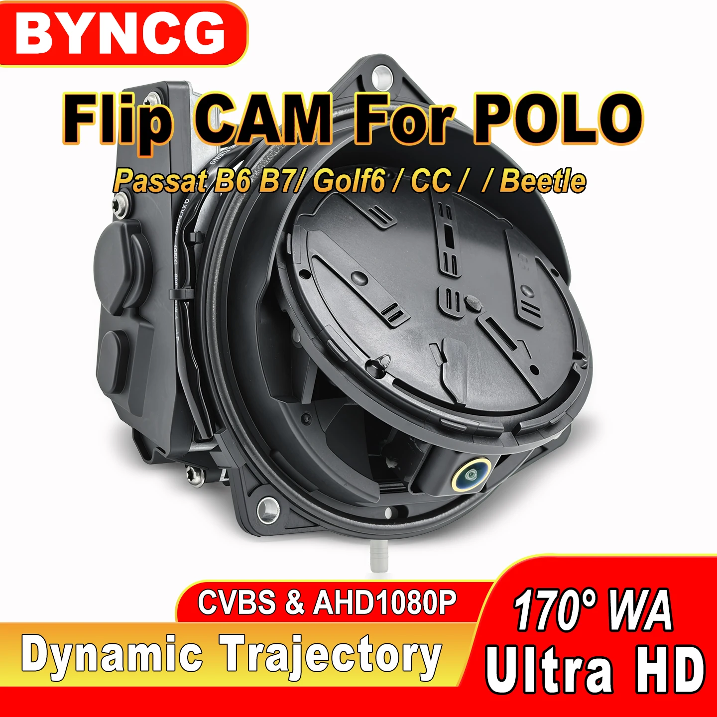 Auto Backup Camera Flip Emblem Dynamic Trajectory 170 Degree HD CVBS AHD1080P for Polo Passat B6 B7 Golf6 Beetle CC