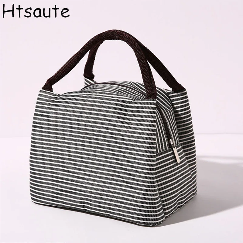 

Stripes Lunch Bag For Women Isothermal Bag Packaged Food Thermal Bags Thermo Pouch Kids Lunch Bag Refrigerator Bag