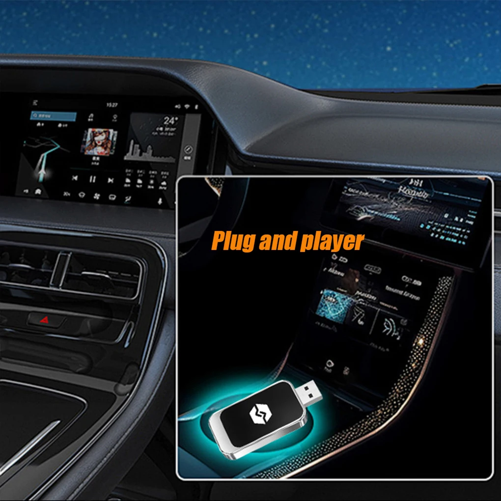 Mini Wired to Wireless 2 in 1 AI Box Carplay Wif & Bluetooth 5.0 Android Auto Plug and Play Non-inductive Connection