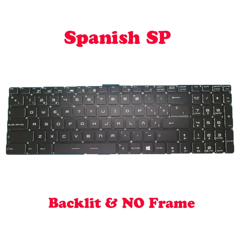 Laptop Per Key RGB Backlit Keyboard For MSI V143422JK1 SP S1N3EES292SA0 S1N-3EES292-SA0 Spanish SP Black No Frame New