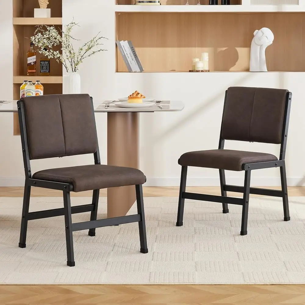 

Ergonomic Breathable Fabric and Metal Dining Chairs Set, Soft Padded Seats, Suitable for Kitchen, Dining, Living Rooms (Brown, S