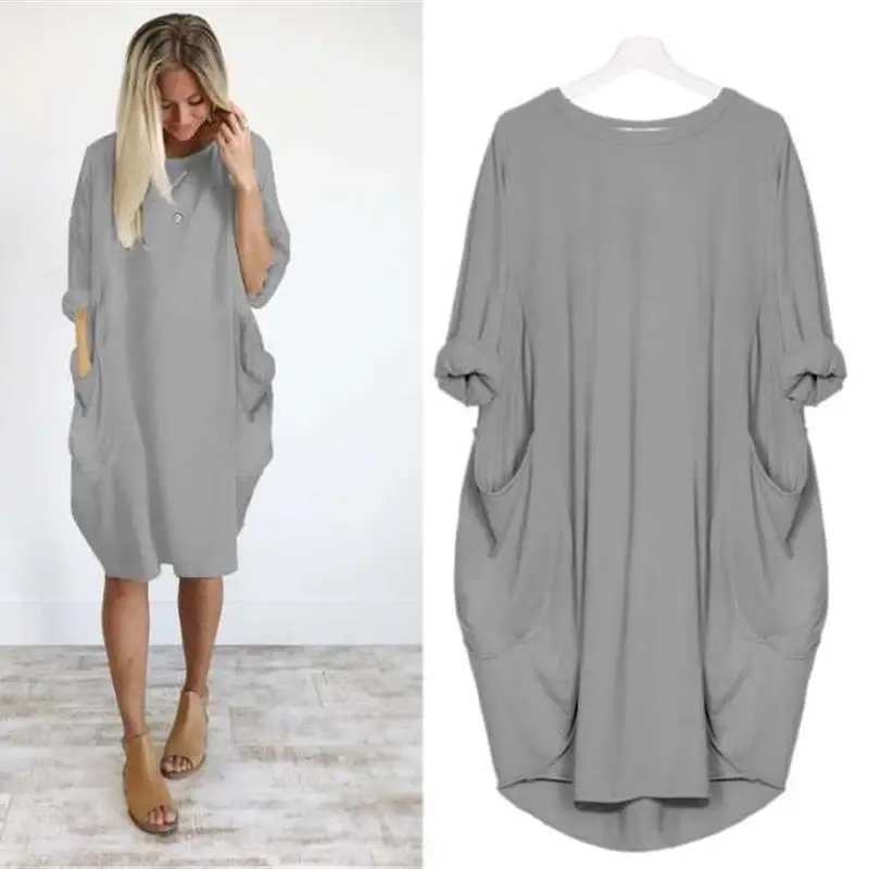 T-shirt ample décontracté pour femmes, chemisier Dr Lady rond Ne Long Sve mi-long, Silhouette O-ape, printemps été