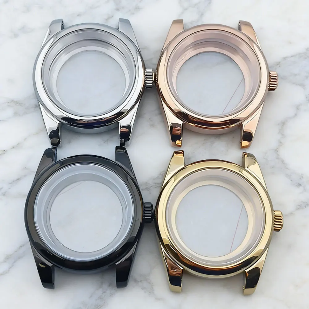 39mm 316L stainless steel sapphire glass Oyster case with transparent glass back cover suitable for NH35 NH36 automatic movement