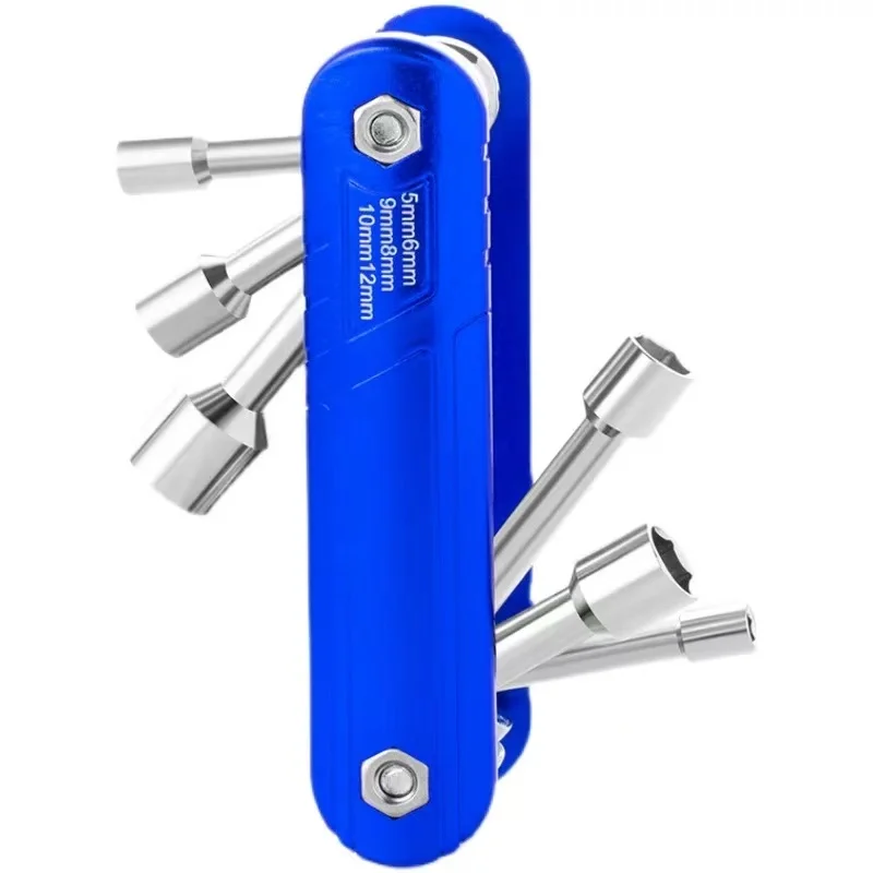 Folding Hex Socket Wrench Portable Metric 5/6/8/9/10/12mm Auto Repair Tool