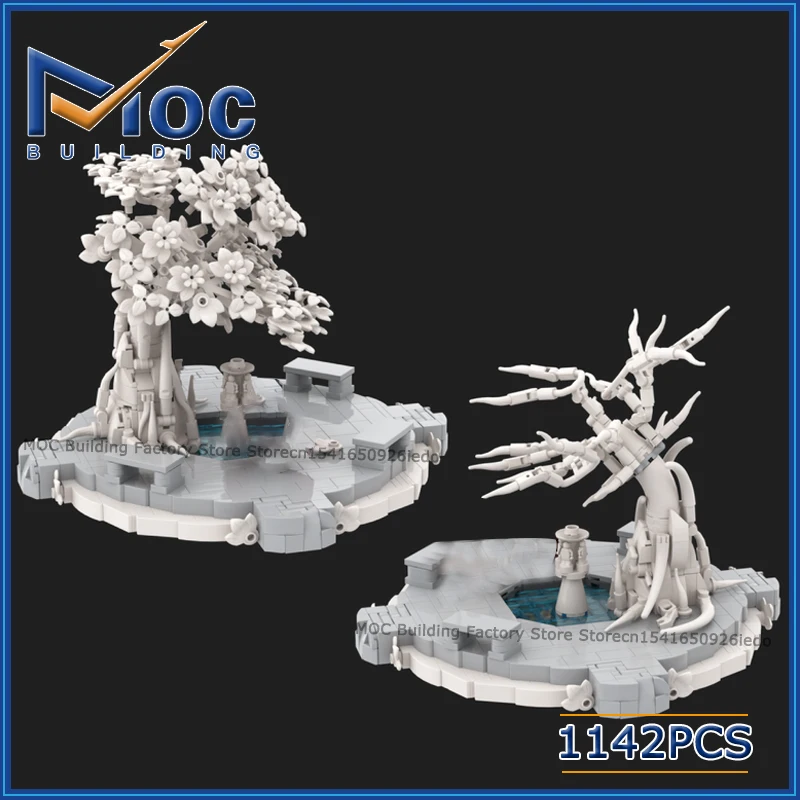 

Строительные блоки MOC, классическая серия фильмов, сцена, белый город, модель двора, сделай сам, сборные кирпичи, креативная игрушка с видом на улицу, рождественский подарок