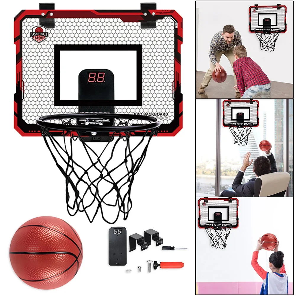 Basketball Hoop Set Indoor Basketball Hoop with Electronic Scoreboard Children Mini Basketball Hoop Gifts for Kids Boys Teens