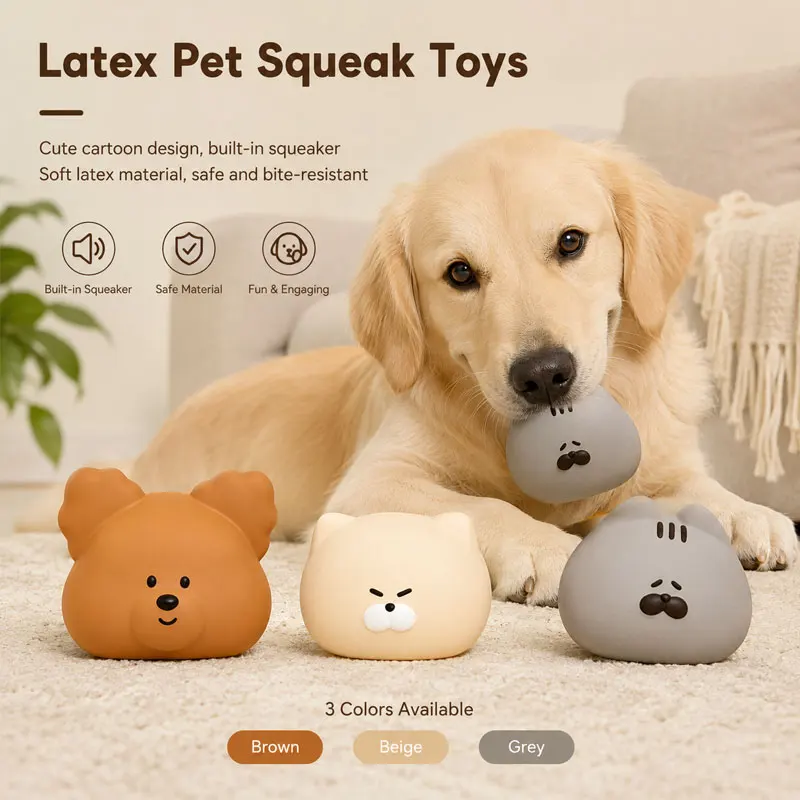 Latex Squeaky Dog Toy Bite Resistant Dogs Molar Teething Clean Chew Toys Washable Interactive Play Toy for Small Medium Puppies