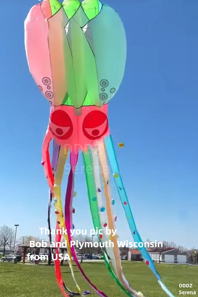 DDDZ Arco Iris color 18m LED pulpo 30D tela de poliéster Ripstop pipa inflable grande y suave con control remoto pipa nocturna