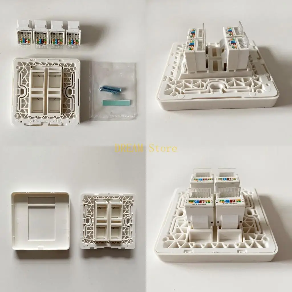 

4-портовая сетевая розетка RJ45 Cat6 LAN, лицевая панель Gigabit Internet 86 мм, лучшая распродажа