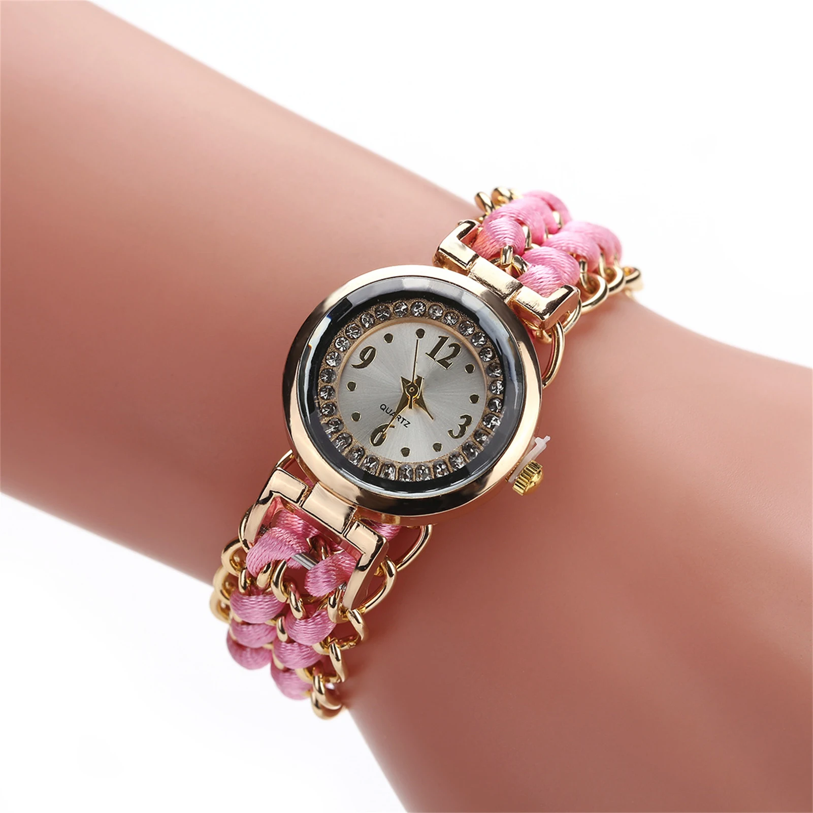 Reloj de cuarzo Vintage para mujer, pulsera de cordón trenzado envolvente, regalo para Visor de tiempo