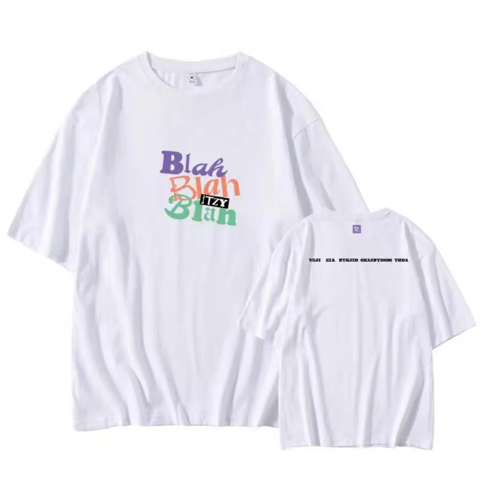 ITZY Blah Blah Blah T-shirts Kpop Graphic Oversized Men Cotton Short Sleeve Tee Women Top Korean Fashion Summer Couple Clothing