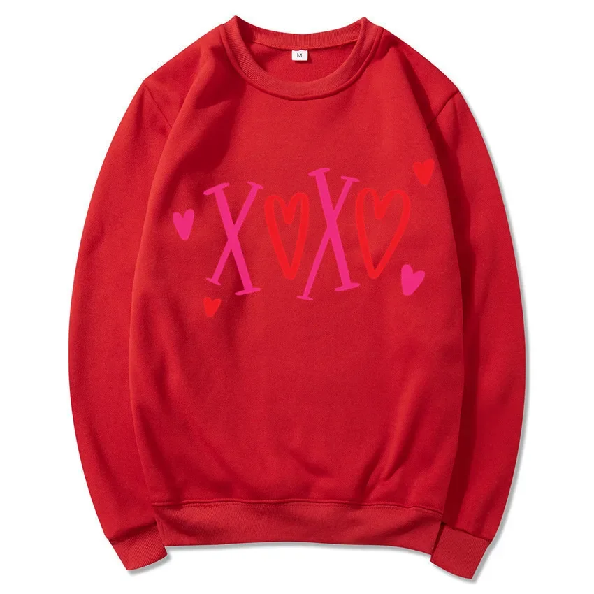 Nuovo San Valentino Amore Fiore Lettera Stampa Girocollo Felpa con cappuccio Felpe Estetica Streetwear Felpa da donna Abbigliamento donna