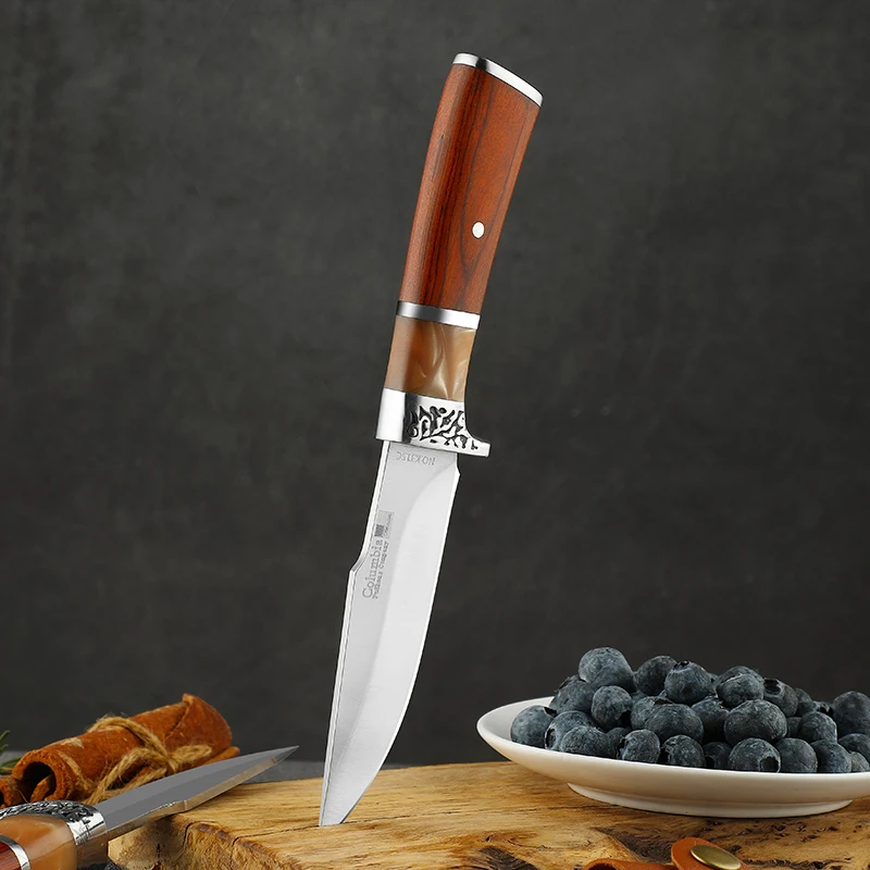 4" Meat Cleaver Hunting Knife High-end Colored Wood Handle Boning Knife Cutting Meat Cutter Outdoor Knife Kitchen Camping Knife - view 4