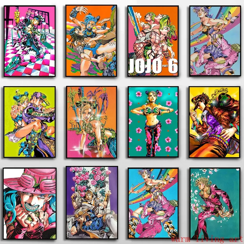 Póster de Anime clásico JoJo's Bizarre Adventure, póster de JOJO, ilustración, arte de pared, pintura en lienzo para habitación, regalo impreso, decoración del hogar