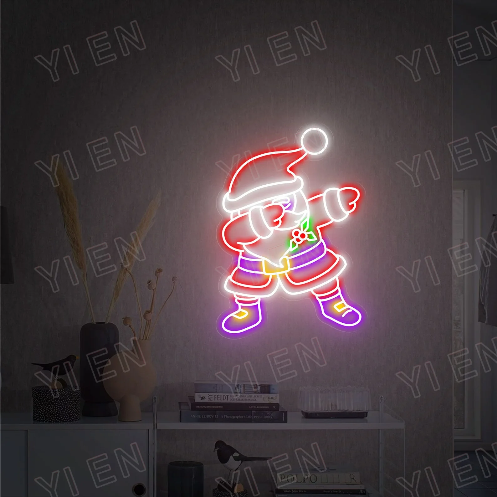 Illumina babbo natale, insegna al Neon a Led di babbo natale, insegna al Neon di natale del padre, decorazioni natalizie, regali di natale, decorazioni per feste, parete al Neon