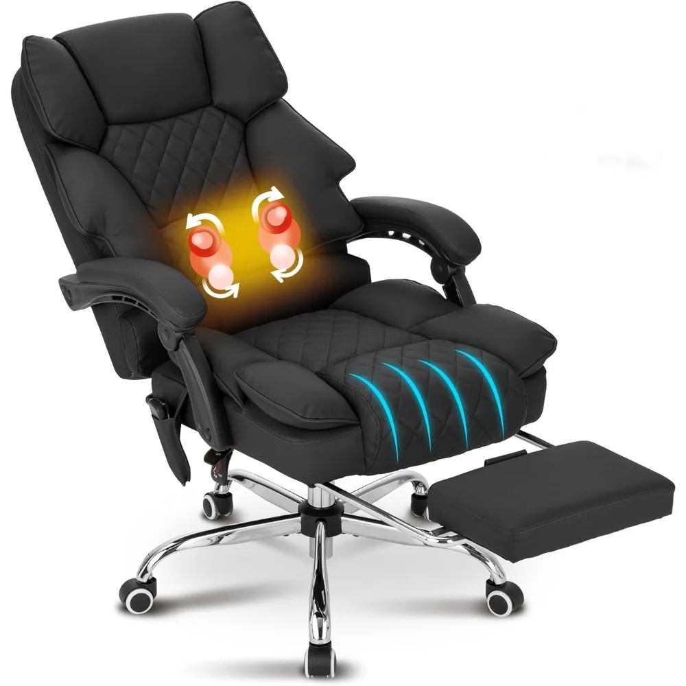 

Massage Office Chair with Heated,90-135° Reclining Chair with Footrest, Ergonomic Executive Desk Chairs, Black Diamond-