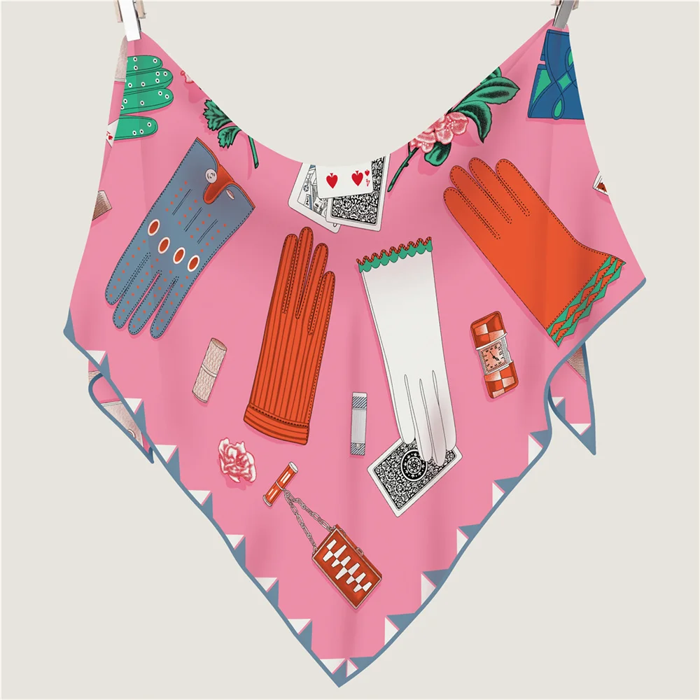 أوشحة مثلثة 70% كشمير 30% وشاح حريري مصمم مطبوع شالات الباشمينا الفاخرة للنساء حواف ملفوفة يدويًا بطانية كبيرة سرق #3