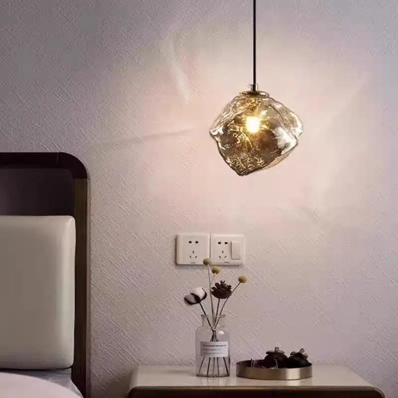 

Креативные стеклянные подвесные светильники в форме кубиков льда для ресторанов, баров, спален, прикроватных зон и столовых, внутреннее освещение