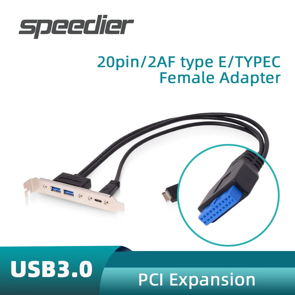 0.5m USB 3.2 Gen 2x2 20Gbps USB 3.0 19pin Header USB 3.0/3.1 20Pin 2AF To Type-E Type C Female Chassis Rear Baffle PCI Expansion