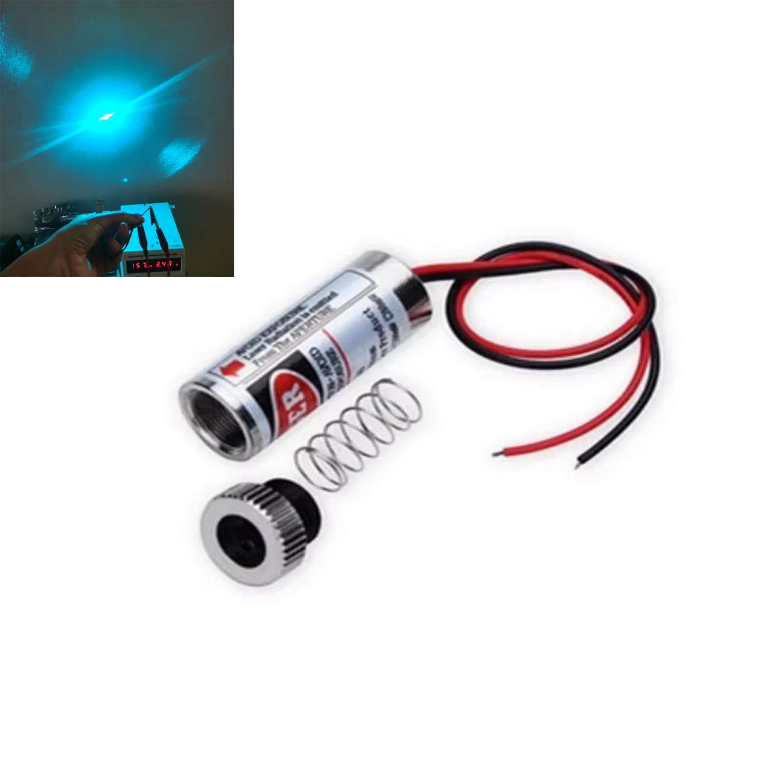 Adjustable Focus 488nm 30mw Blue-Green Dot/Line/Cross Laser Module 12*35mm