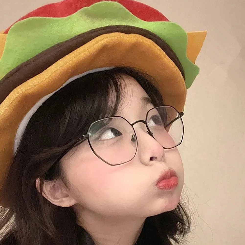 Hamburger Hat Burgers Hats for Performance Festive Headgear Cosplay Decorative Funny Berets Decorate