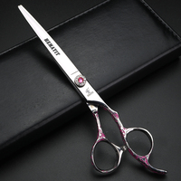 7 inch rose Japanese 440C steel barber scissors Professional cutting and thinning scissors