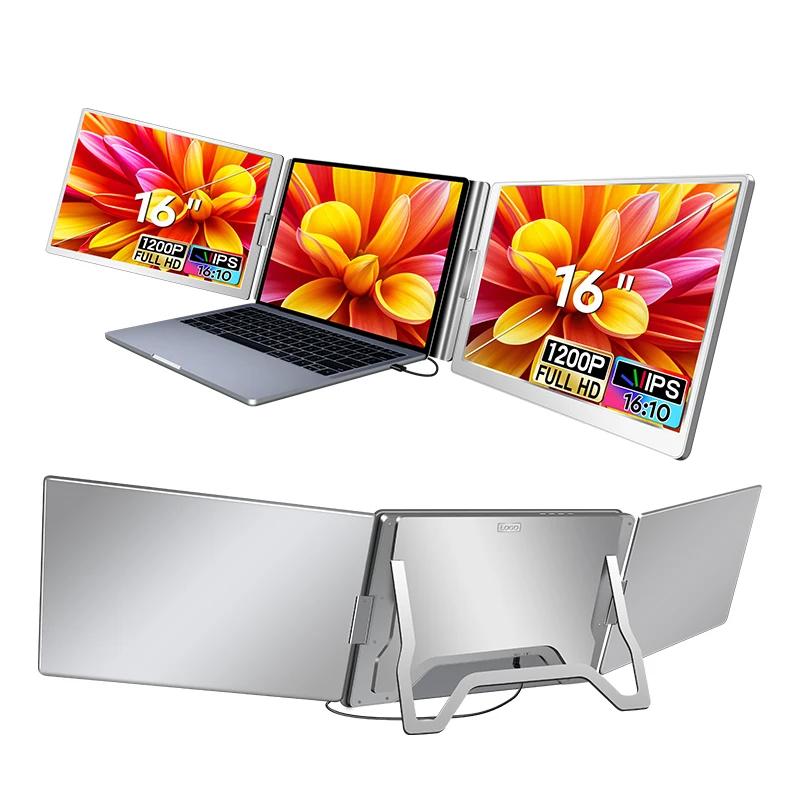 Triple Laptop Screen Extender Portable Monitor 1920*1200 16 Inch Type c Laptop Monitor One Cable Connect Used Laptop Computer