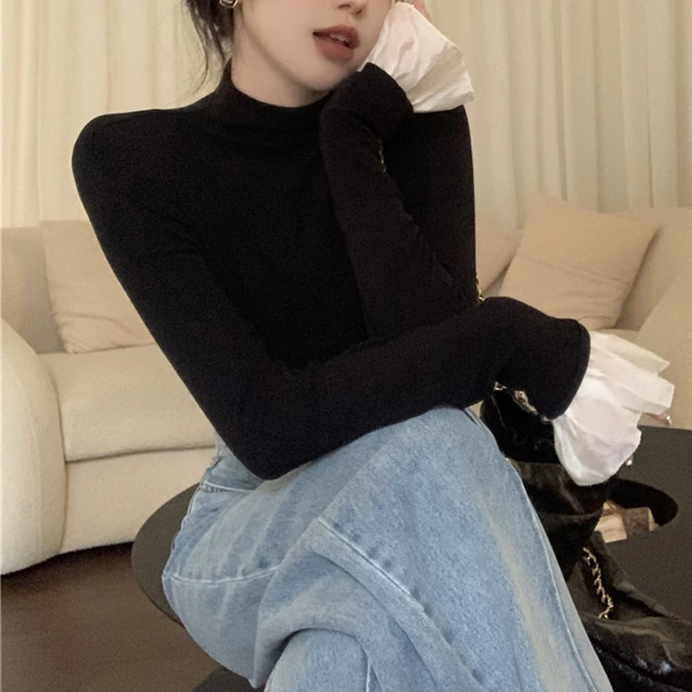 

Velvet Lined Blouse Women's Warm Top For Vacation Polyester Fabric Velvet Lining Moderate Stretch Regular Length