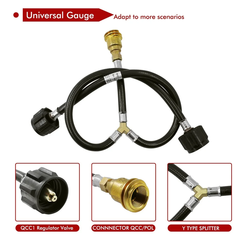 Y-Type Splitter Control Valve 1/4-inch NPT Thread For Qcc1 Propane Regulator With Y Splitter Valve For Qcc1 /Type1 Connector