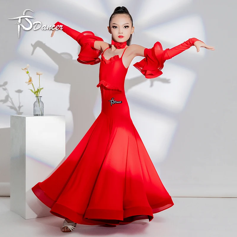 Sukienka do tańca latynoamerykańskiego, sukienka do tańca towarzyskiego z frędzlami, kostium do cha cha dla dziewczynki, sukienka z frędzlami do flamenco i tanga, profesjonalny kostium taneczny.