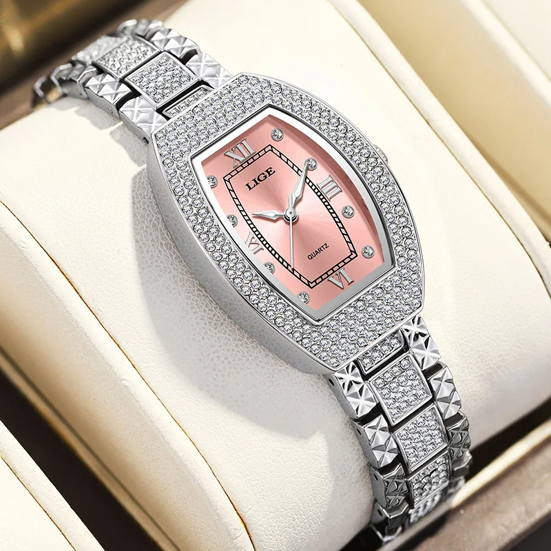 LIGE Fashion Luxury Square Watch For Woman Luminous Waterproof Date Ladies Watch Elegant Women's Quartz Watches Relogio Feminino