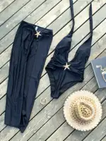 2 Piece Swimsuits for Elegant Women Starfish One Piece Bathing Suits with High Split Skirt Cover Ups Sexy Halter Bikini Sets K59 - Image 5