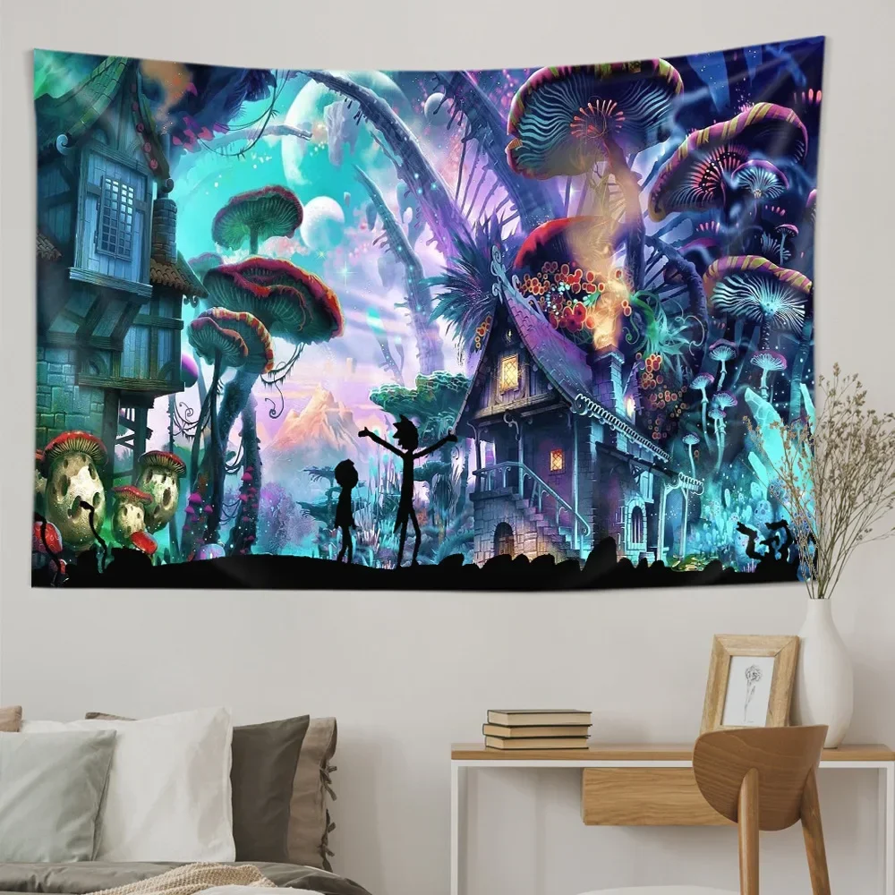 Fantasy 3D Printing Psychedelic Mushroom Tapestry Hippie Boho Colorful Abstract Cute Room Home Decor Sorcery Wall Tapestry