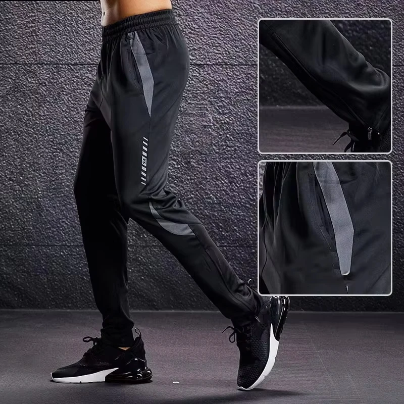 

Men Sport Pants Running Pants With Zipper Pockets Soccer Training Jogging Sports Trousers Fitness Football Leggings Sweatpants
