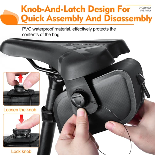 Imagen 2 del producto NEWBOLER-Mini bolsa para SILLÍN de bicicleta, ligera, pequeña, 1L, bolsas multifunción portátiles, bolsa trasera para ciclismo, accesorios para bicicleta