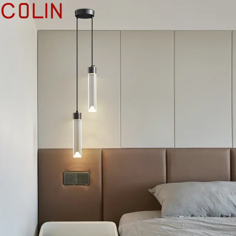 COLIN Contemporary Brass LED Pendant Lamp 3 Colors Creative Decorative Hanging Light For Home Bed Room