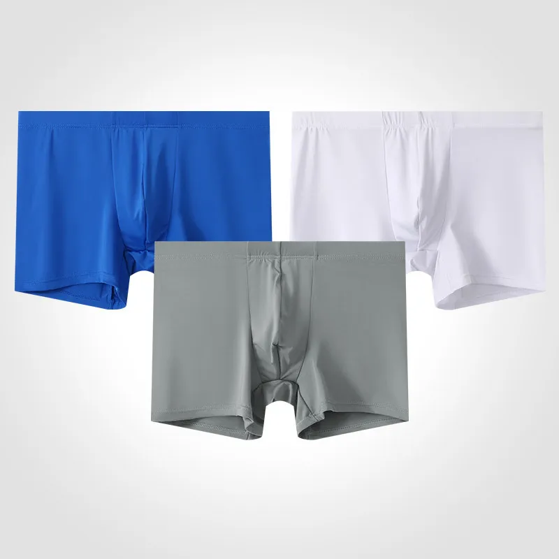 Neue Herrenunterwäsche aus Eisseide, dünn, atmungsaktiv, einfarbig, Herren-Boxershorts PS538