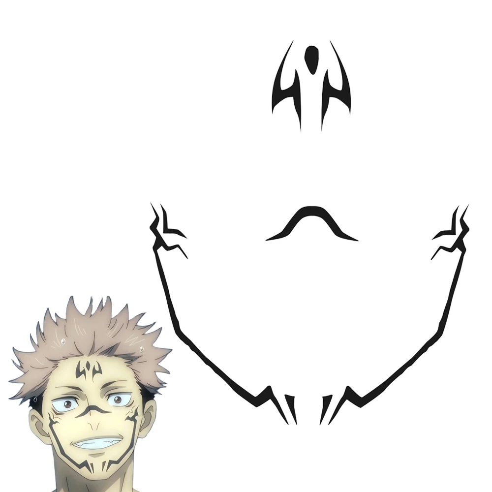 

Sukuna Ryoume татуировка на лицо наклейка косплей фэнтезийный реквизит аниме дзюдзюцу кайсен мужской костюм маскировка аксессуары реквизит на Хэллоуин