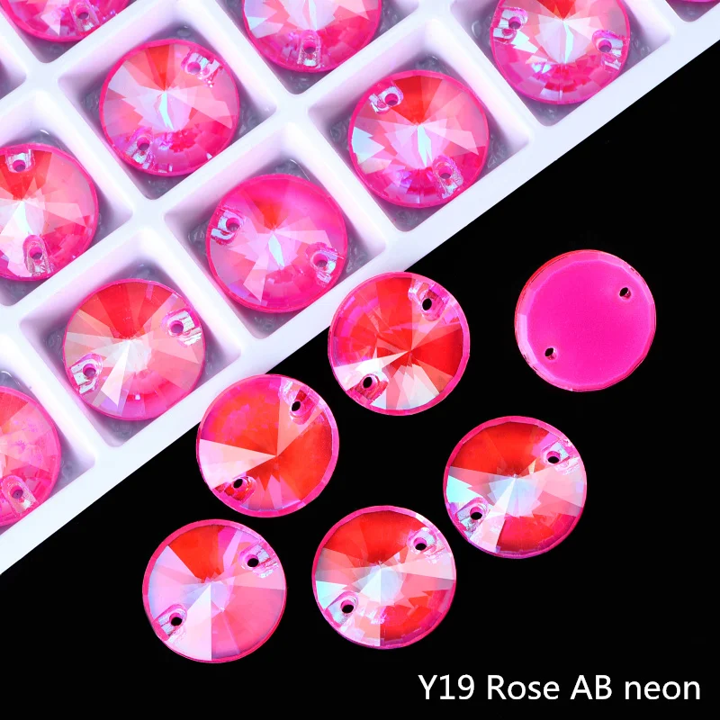 OLeeya K9 Glas Neon Rivoli Nähkristalle Strass mit abgeschrägten Kanten zum Aufnähen, flache Rückseite, für DIY-Kleidung und -Accessoires – Detail 9