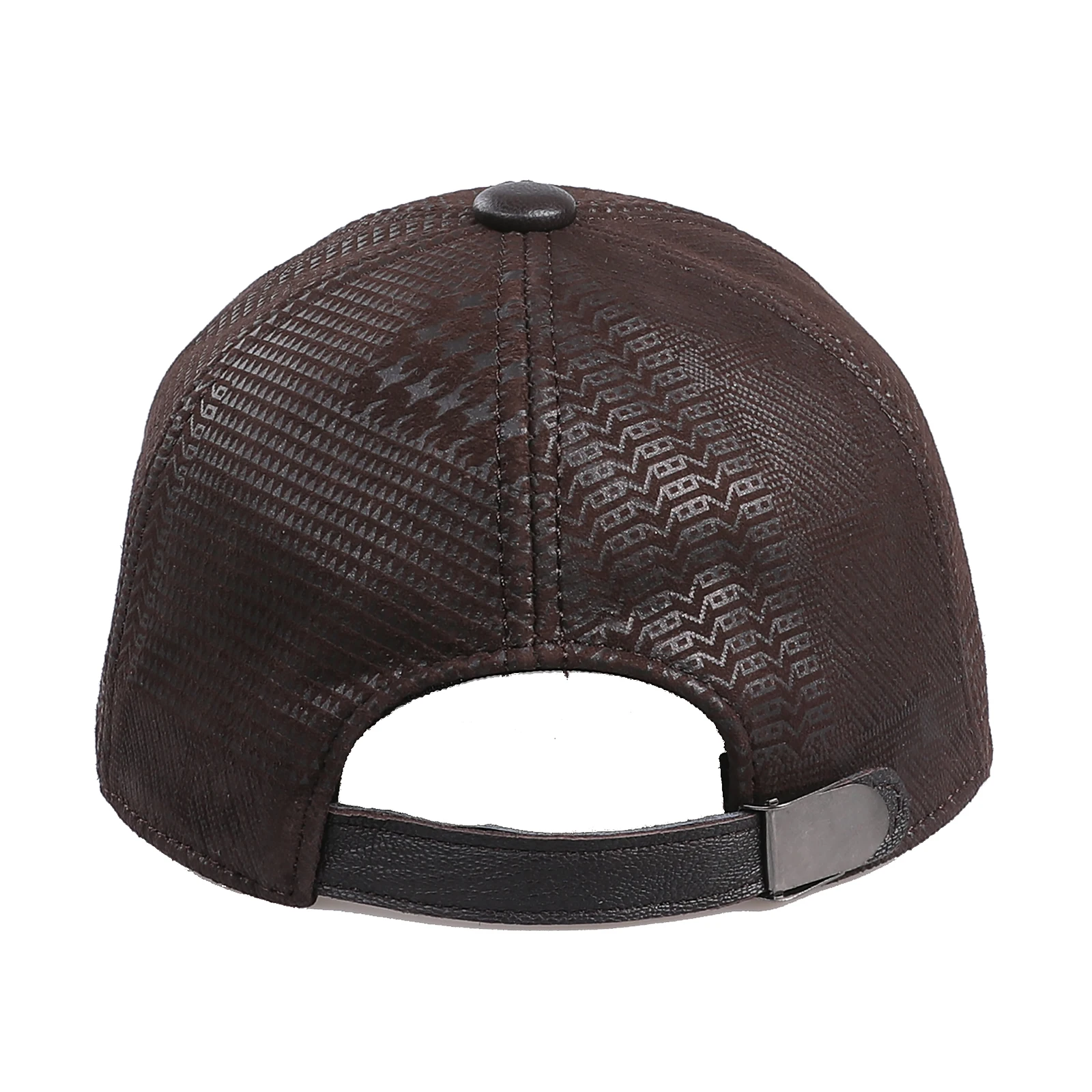 BOONJOVIA Unisex 100% Genuine Leather Adjustable Baseball Cap For Men And Women Back Strap