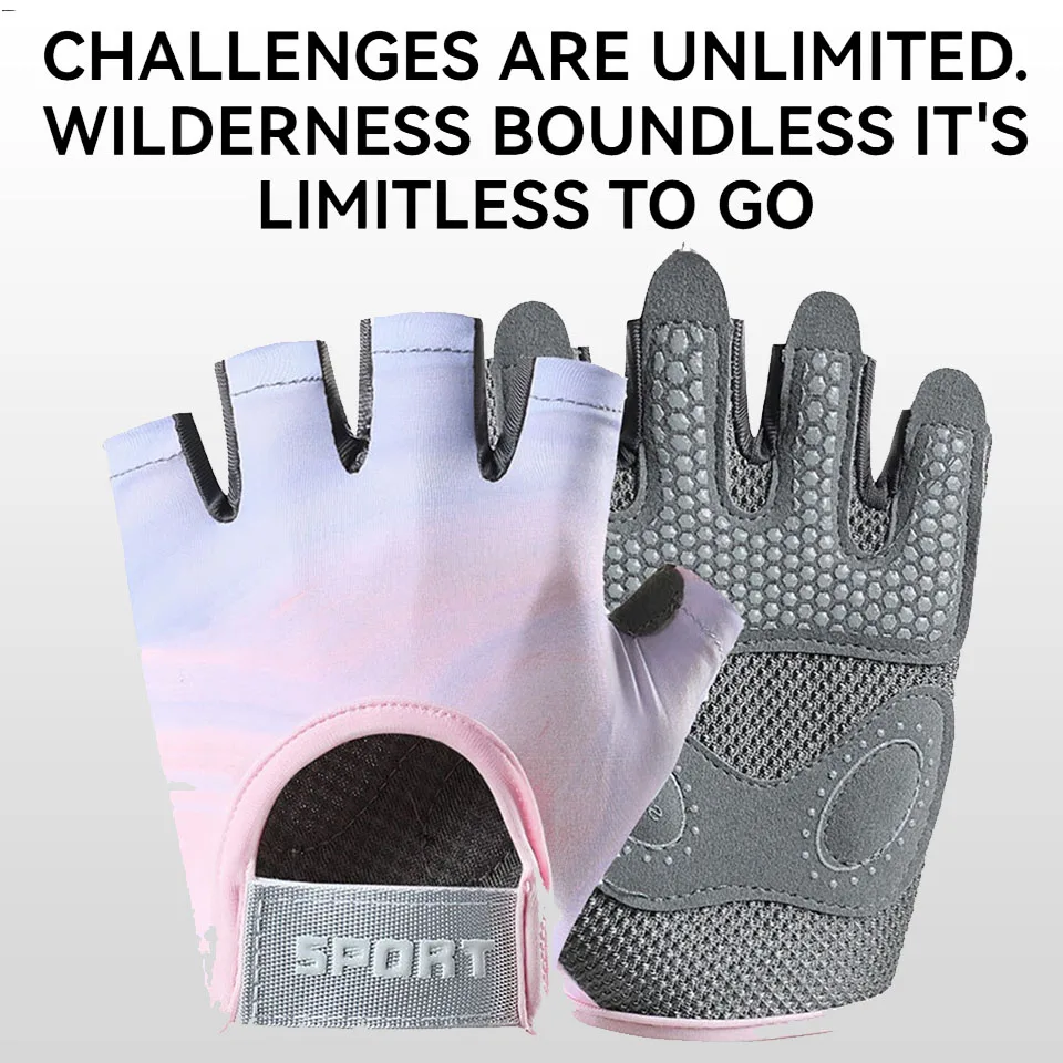 GOBYGO 1 Pasang Sarung Tangan Kebugaran Tipis Bersirkulasi Antiselip Antikal Peralatan Setengah Jari Latihan Yoga Luar Ruangan Bersepeda Pria Wanita