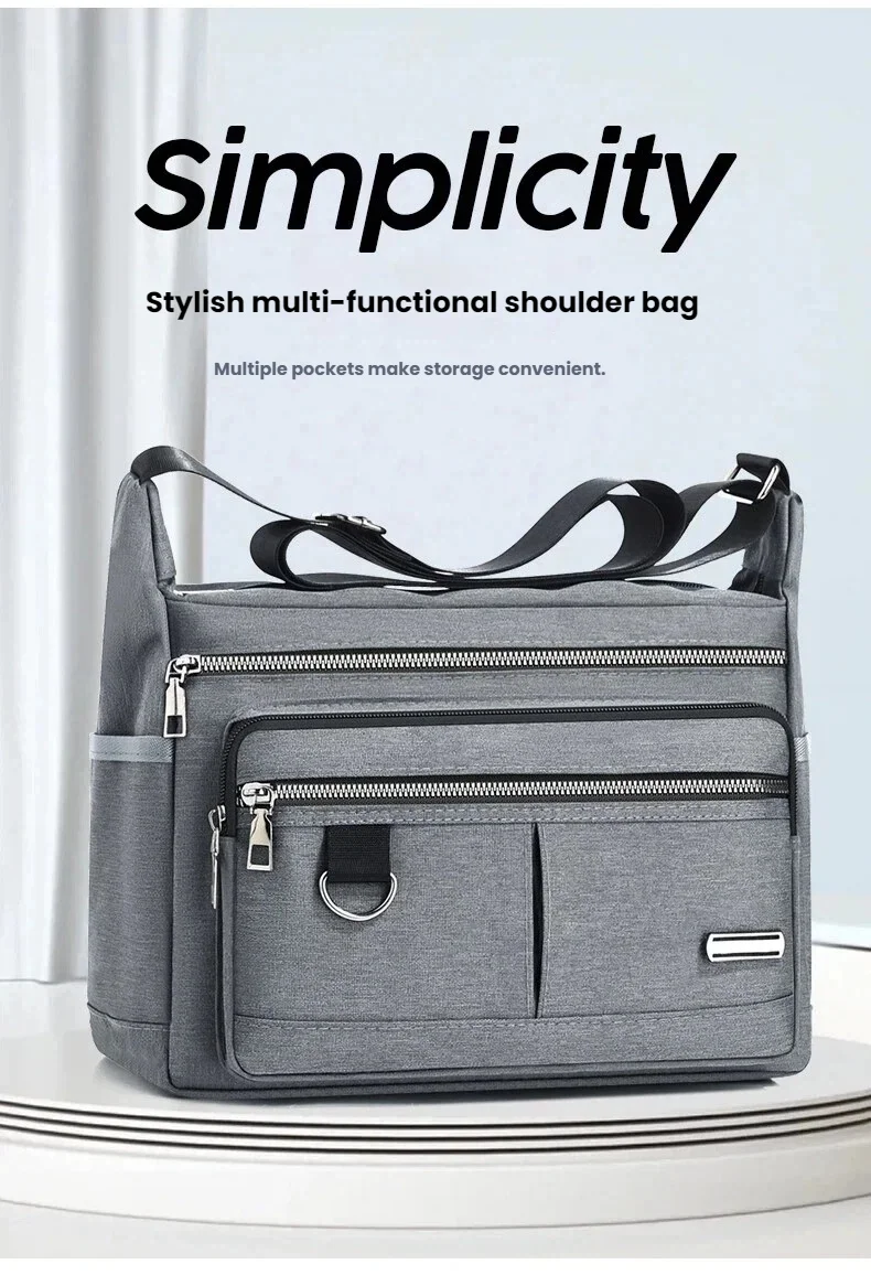 Lässige Umhängetasche für Herren, mehrschichtige Taschen, verstellbare Schultergurte, Business-Umhängetasche, Alltagstasche für den Arbeitsweg, Freizeittasche – Detail 1