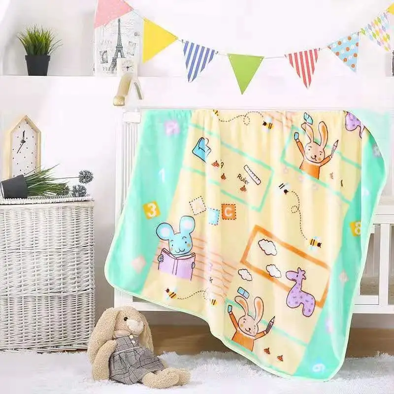 Children Double Side Plush Soft Small Blanket Cute Print Pattern Baby Keep Warm Cover Blanket Newborn Skin-friendly Hug Blanket