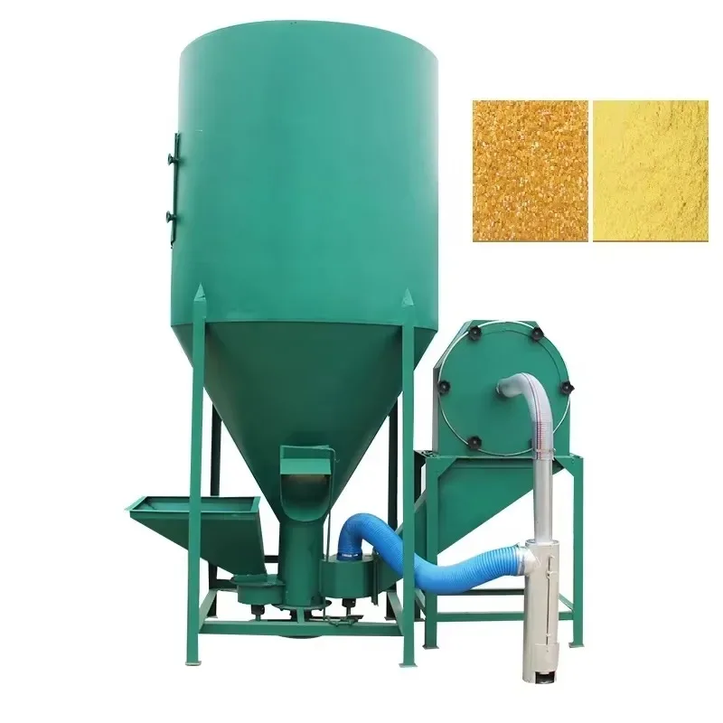 Vertical Belt Feed Mixer for Poultry Cattle Farm Corn Flour Diesel Powered 300kg 500kg 1000kg Easy Operation