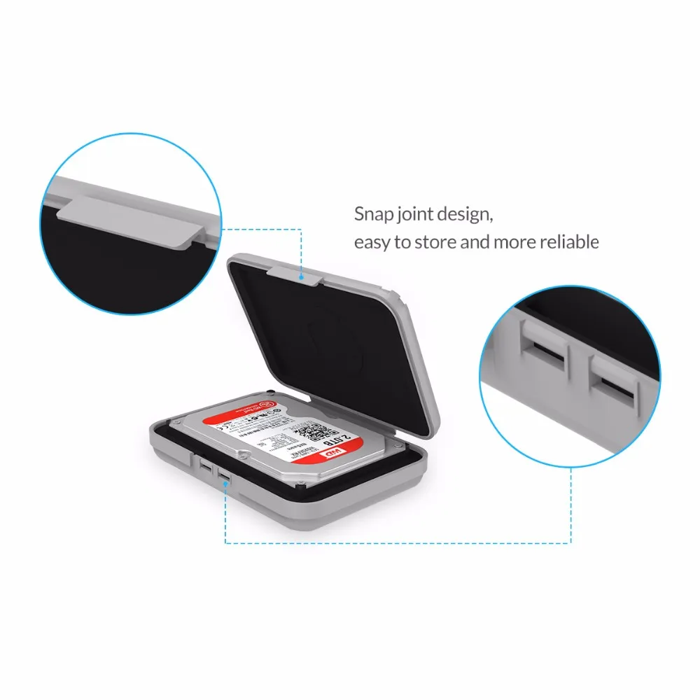 ORICO 3.5 Inch Portable Hard Drive Bags & Case HDD Protective Moisture-proof Storage Box for HDD Black Hard Drive Box