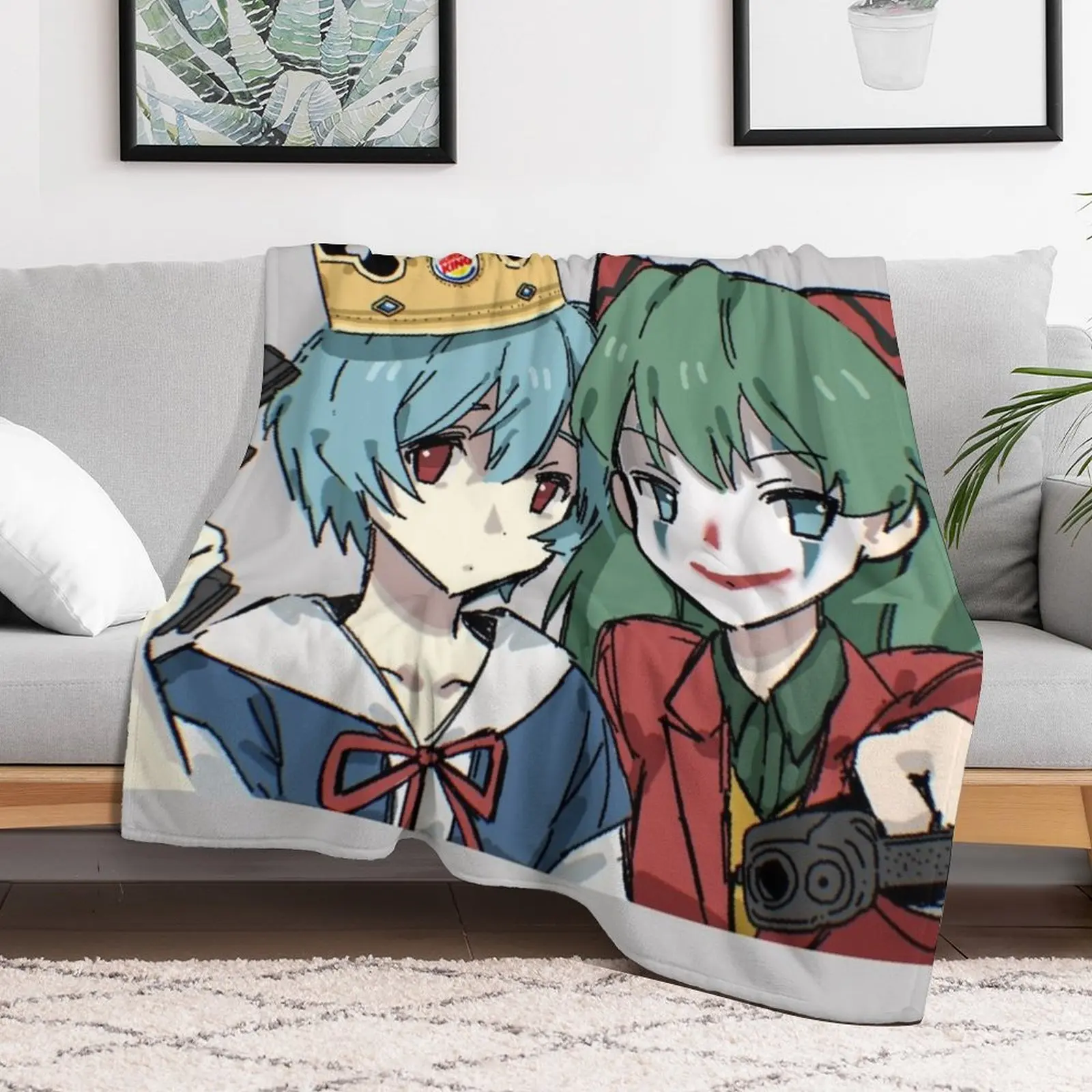 Rei and Asuka Joker and Crown Throw Blanket Blankets For Baby heavy to sleep Warm Blankets