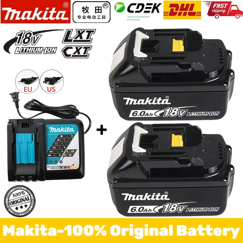 

Аккумуляторная батарея для электроинструментов Makita, Мощное зарядное устройство 18 в, 6,0 Ач/5,0 Ач/3,0 Ач, LXT400, BL1830B, BL1850B, BL1840, BL1860