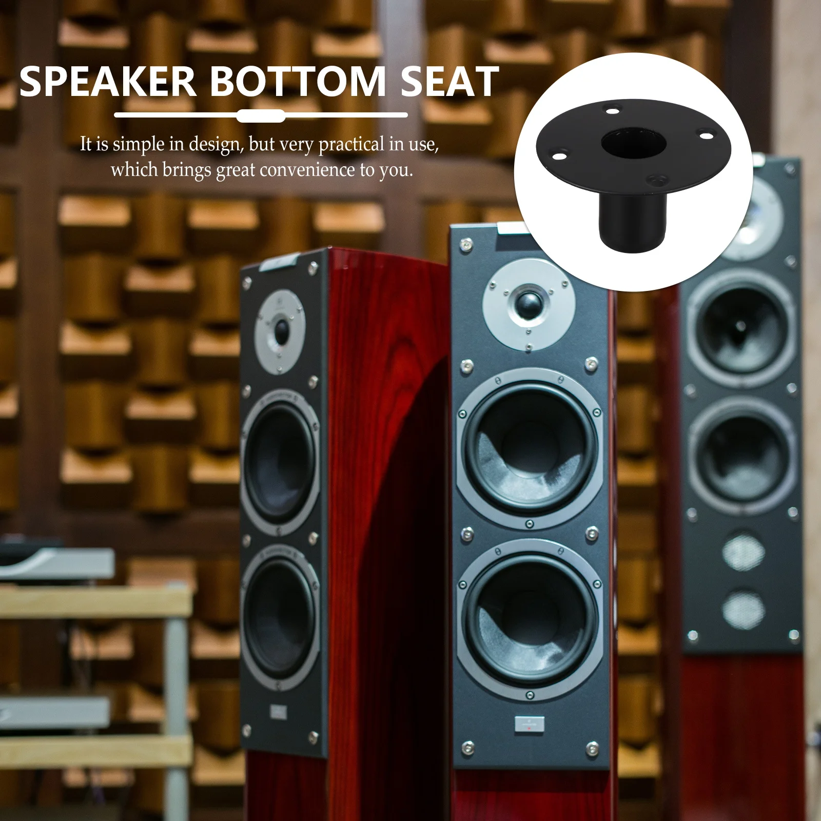 

1 pc Speaker Iron Bottom Stand Base High-Quality Strong Load-Bearing Black Spray Wear-Resistant Flat Bottom Screw Holes Stable